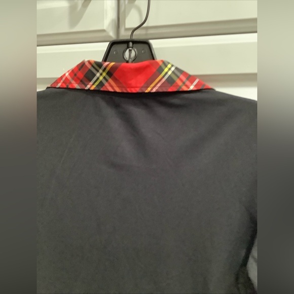 Bugatchi Womens M Black Red Striped Button 3/4 Sleeve Stretch Soft Polo Golf Top - Picture 10 of 10